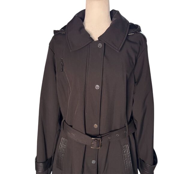 Michael Kors Black Hooded Trench Coat Women's Size 2X - Picture 2 of 14